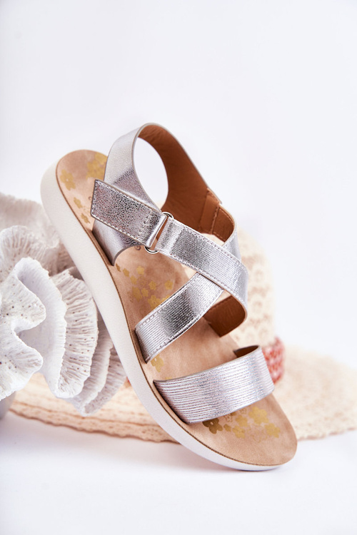 Children's Sandals With Velcro Silver Alise