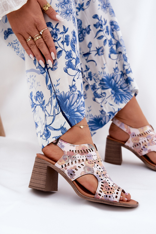 Cutout Women's Sandals On Heel Multicolor Tosine