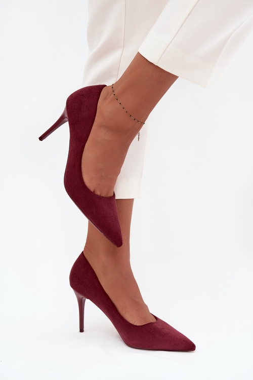 Women's High Heels Made of Eco Suede Bordeaux Elvessa