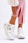 Leather Low Wedge Sports Shoes White Braylen