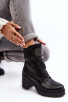 Women's Leather Boots with Rhinestones Black Rosie