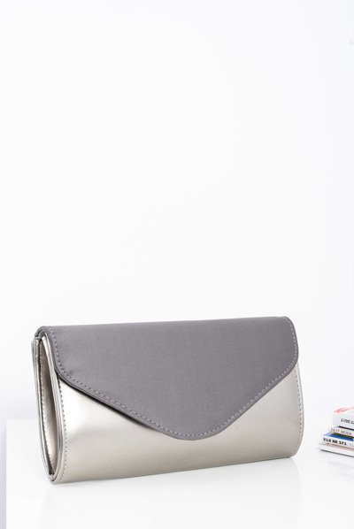 Women's Grey Silver Suede Clutch Bag Chain