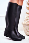 Women's Black Rubber Galoshes Boots Under The Knee Drizzle