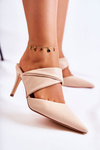 Leather Slippers On A Heel Beige Aveline