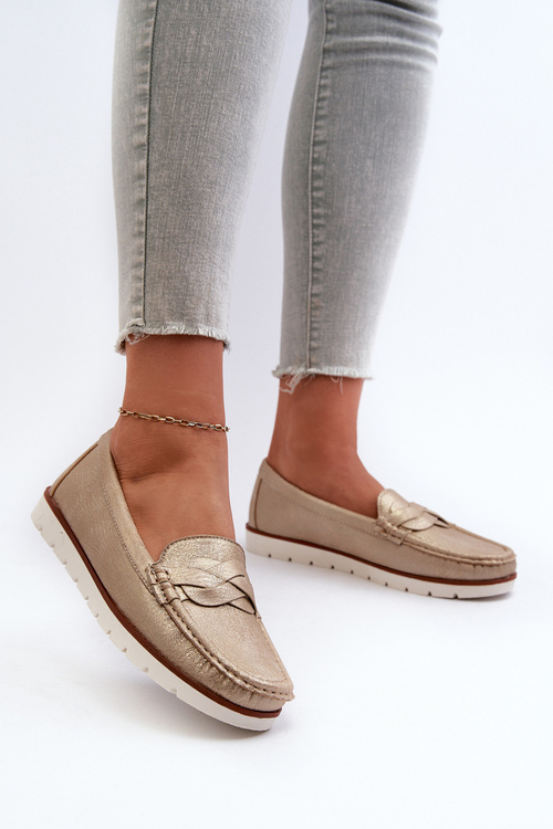 Women's Loafers Made of Eco Leather in Gold Nestalia