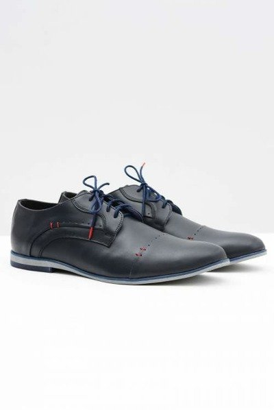Elegant Men's Leather Half Boots Isacco Navy Blue