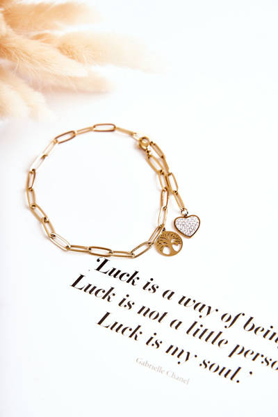 Women's Leg Bracelet, Tree And Heart Gold