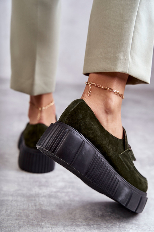 Fashionable suede shoes on the platform Khaki Marsol