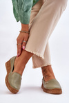 Women's Wedge Leather Espadrilles Green Hadlee