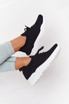 Women's Sport Shoes Sneakers Black With White Sole Ruler