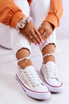 Women's fabric sneakers with openwork White Venture 