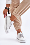 Women's Low Perforated Sneakers white and Silver Daxton