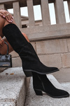 Women's Cowboy Boots With Heel Made Of Eco Suede Black Esmira