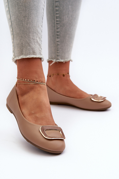 Ballerinas With Eco Leather Decoration Dark Beige Enicoria