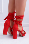 Women's Stiletto Sandals Platform Tied Red LaFiesta