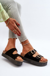 Women's Platform Sandals with Buckles Black
