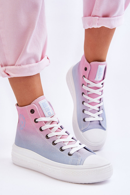 High Platform Sneakers Big Star LL274A191 Pink and Blue