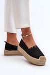 Koronkowe Damskie Espadryle Na Platformie Elarose Czarne