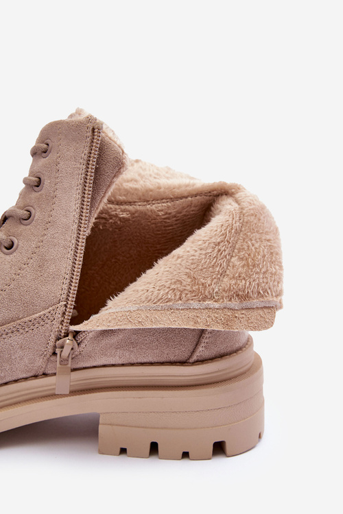 Trapery Botki Ocieplane Zamsz Beżowe Alden A5201-39