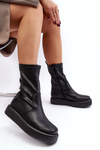 Women's Platform Ankle Boots Eco-leather Black Algedi