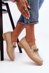 Women's Eco Leather Moccasins with Chain Beige Nohlies