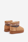 Slip On Snow Boots For Kids With Patterned Insert Lined With Fur Camel Mirirae