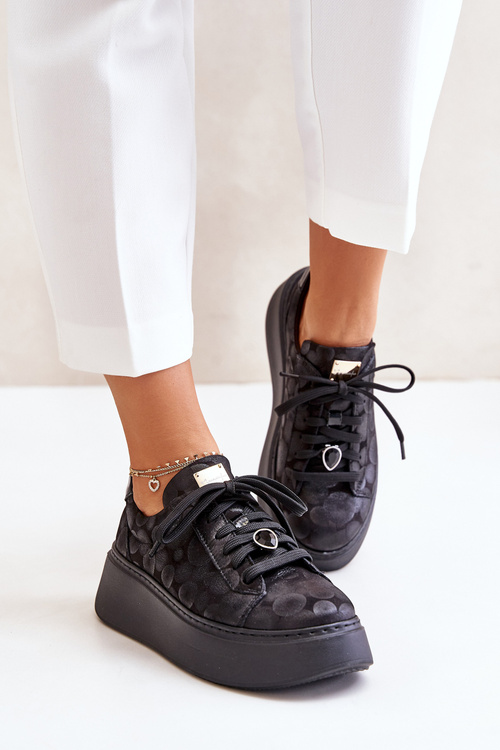 Leather Sports Shoes On Platform Maciejka 06191-42 Black
