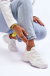 Sneakersy Damskie Sznurowane Białe Cortes BL378