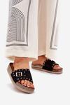Women's Platform Sandals With Buckle And Studs Black Nusithia