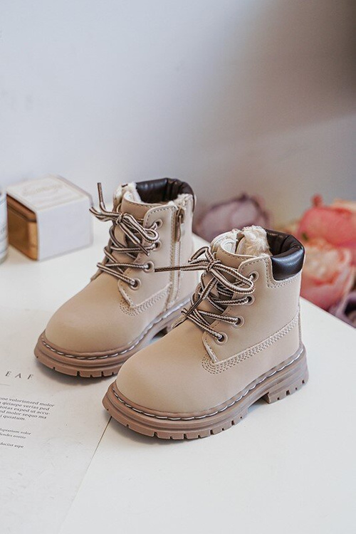 Children's Trapper Boots with Zip Beige Bansi