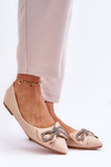 Elegant Ballerinas With A Bow Beige One Time
