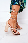 Lace-up High Heel Sandals Beige Catwalk