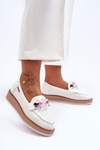 Women's Platform Moccasins with Stones White Elonore