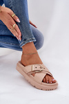 Platform Sandals With Buckle Beige Honavia
