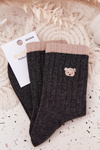 Women's Cotton Socks With Small Bear Dark Gray