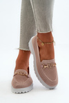 Women's Loafers On Flat Heel With Gold Detail Pink Limentia