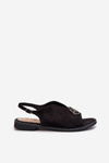 Women's sandals with gold decoration eco suede S.Barski KV27-059 brown