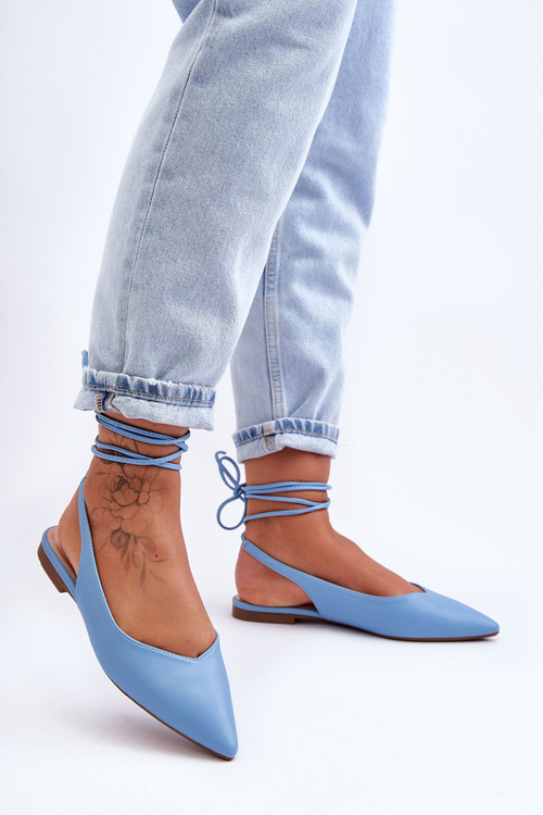 Women's Lace-Up Ballet Flats Blue Lilly Ann