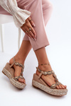 Women's Wedge Sandals with Braided Detail S.Barski MY291 Beige