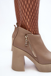 Women's Boots On Massive Heel With Zipper 1755 Zazoo Beige