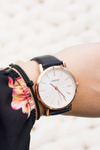 Elegant Leather Navy Blue Women's Ernest Watch