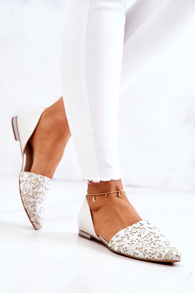 Elegant Leather Ballerinas Laura Messi 1110 Beige