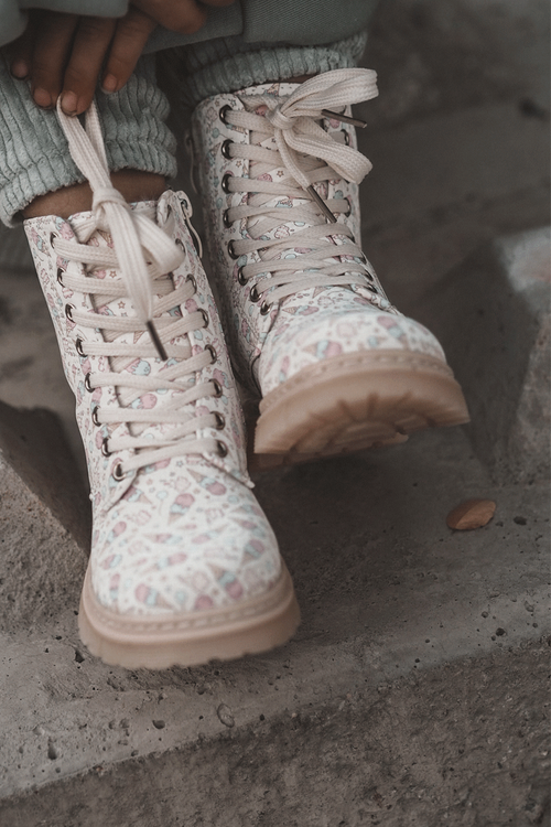 Zip-Up Lined Children's Boots Beige Dolida