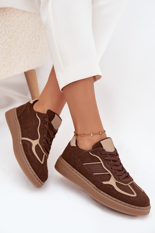 Damskie Sneakersy Niskie Brązowe Brenelle