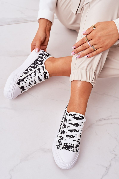 Women's Logged Sneakers Black-White Daphne