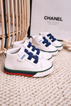Children's High Sneakers With Welt White Navy Blue Baxter