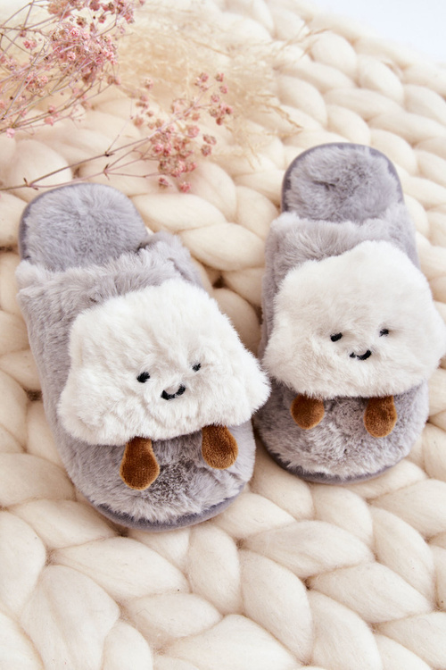 Papcie Dziecięce Ocieplane Futerko Szare Rubee