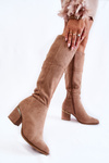Classic Suede Boots With Zipper Beige Leyette