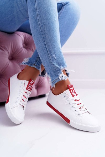Women's Sneakers White Red Nigrid Stripe