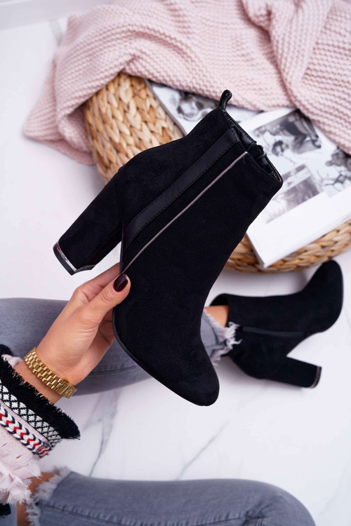 Botki Damskie Na Obcasie Czarne Domeno